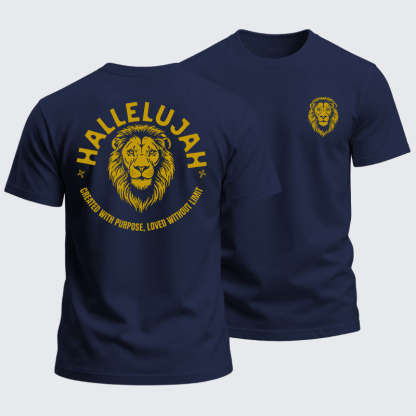 Heavyweight Cotton Tee - Hallelujah Lion of Purpose
