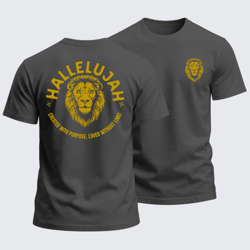 Heavyweight Cotton Tee - Hallelujah Lion of Purpose