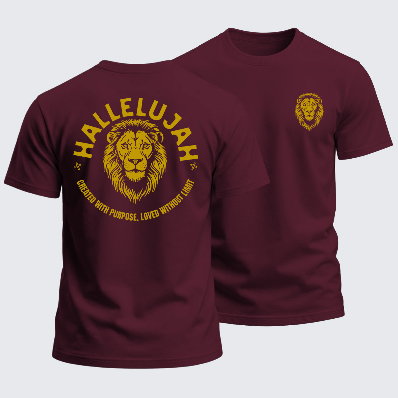Heavyweight Cotton Tee - Hallelujah Lion of Purpose