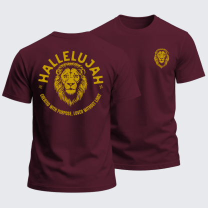 Heavyweight Cotton Tee - Hallelujah Lion of Purpose