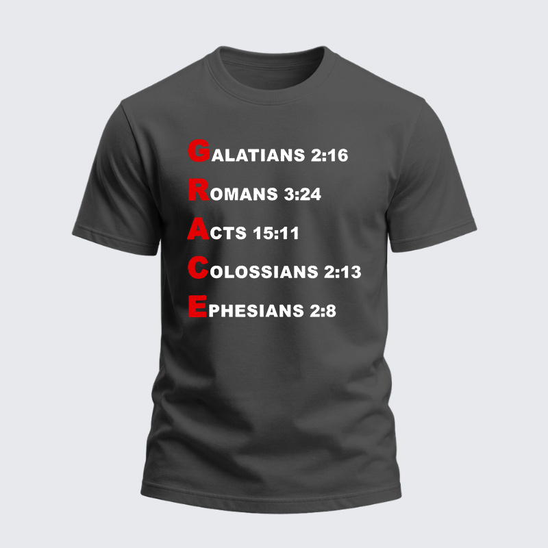 Heavyweight Cotton Tee - Grace Acrostic 5 Christian