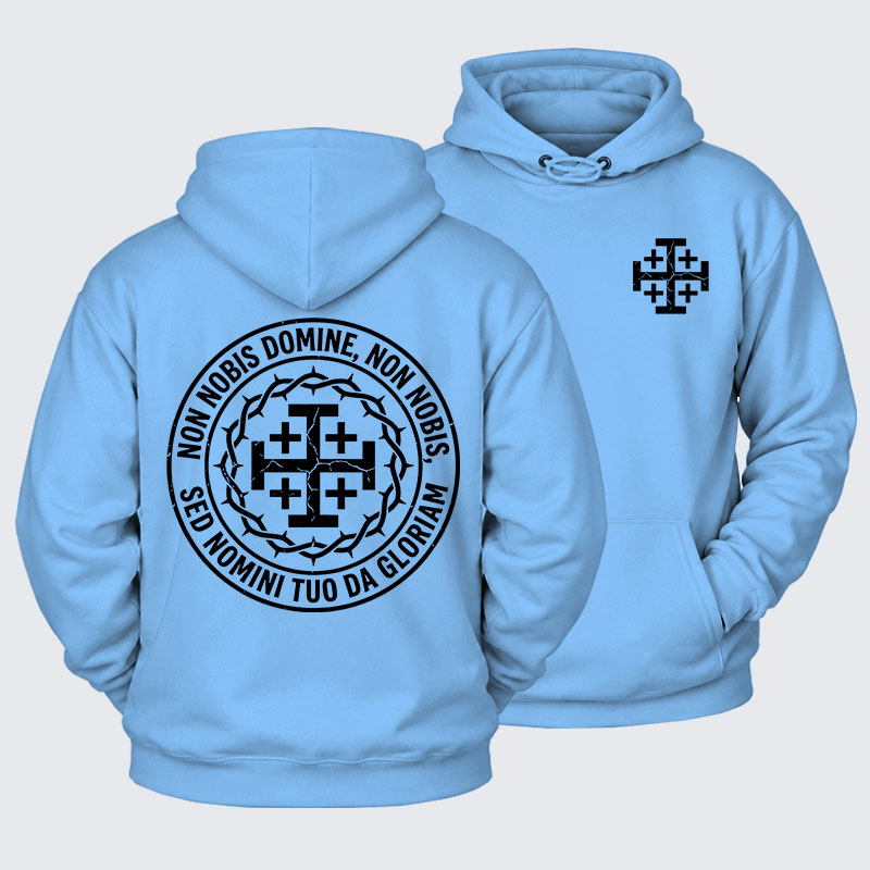 Plush Fleece-Lined Hoodie - Non Nobis Domine, Non Nobis, Sed Nomini Tuo Da Gloriam