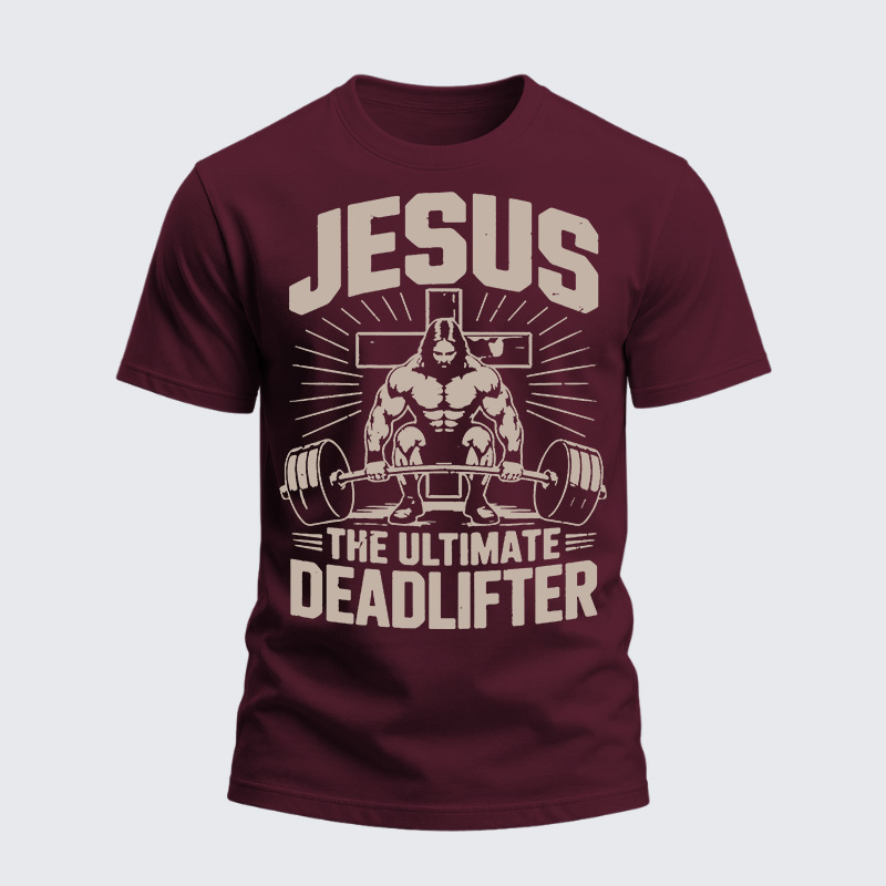 Heavyweight Cotton Tee - Jesus The Ultimate Deadlifter