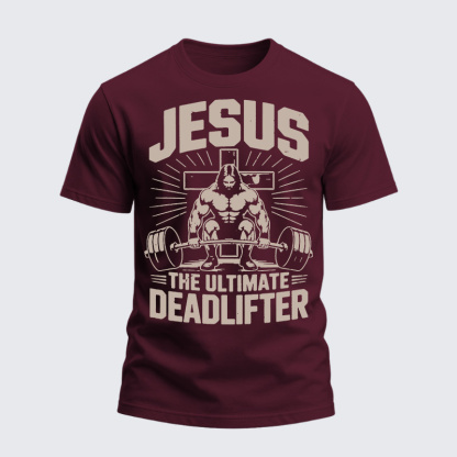 Heavyweight Cotton Tee - Jesus The Ultimate Deadlifter