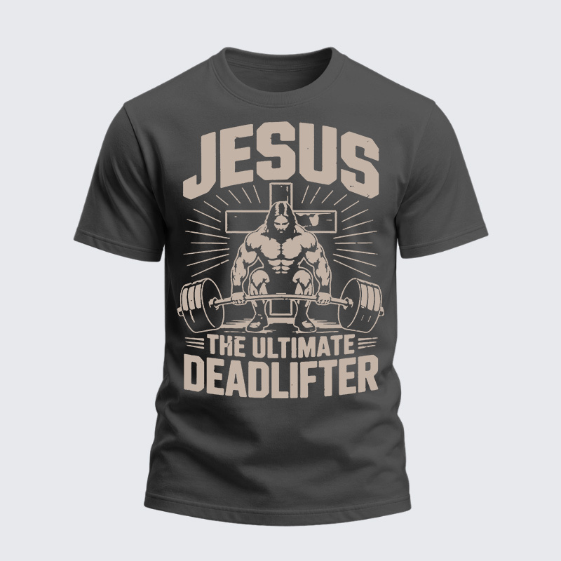 Heavyweight Cotton Tee - Jesus The Ultimate Deadlifter