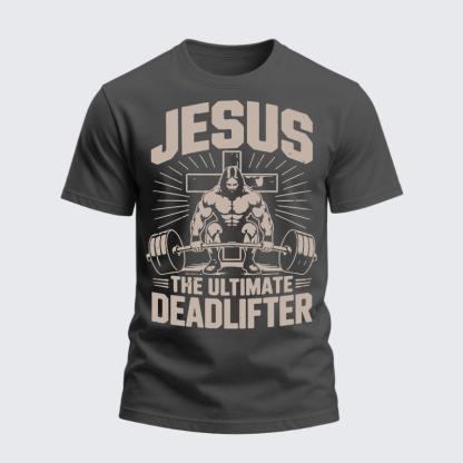 Heavyweight Cotton Tee - Jesus The Ultimate Deadlifter