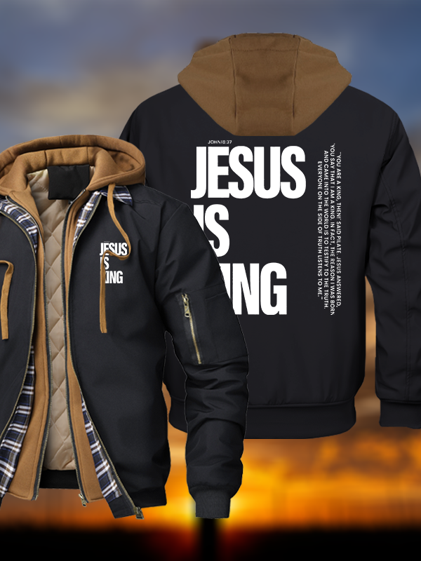 Jesus Is King Warm Hooded Bomber Jacket