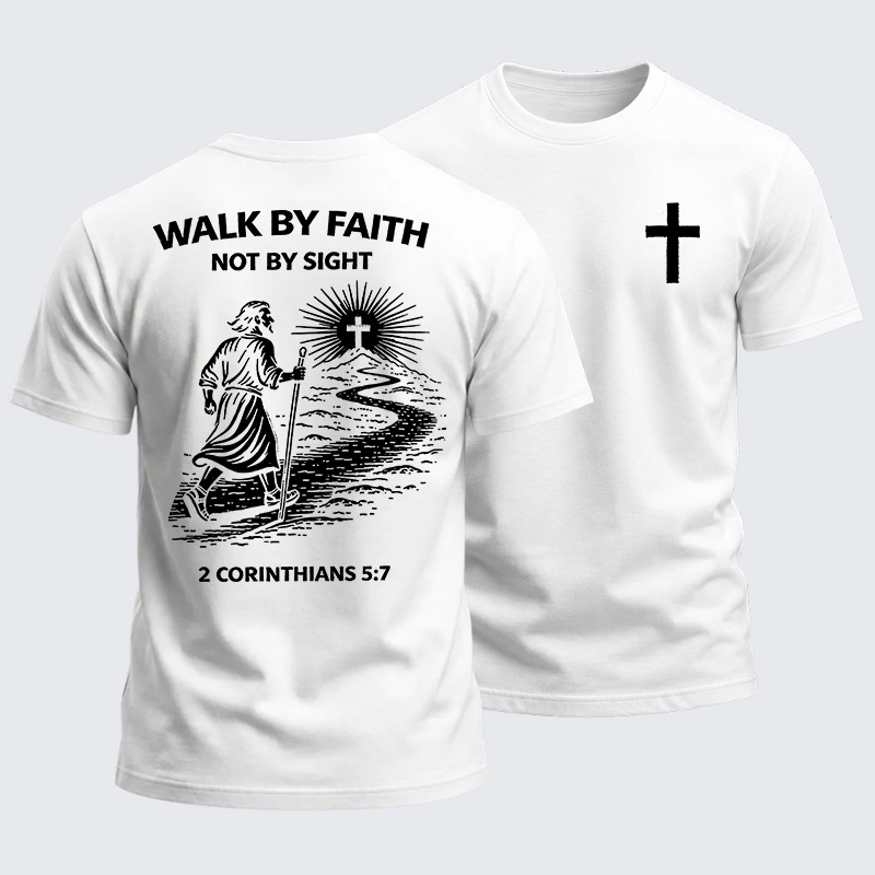 Heavyweight Cotton Tee - We Walk By Faith Not By Sight