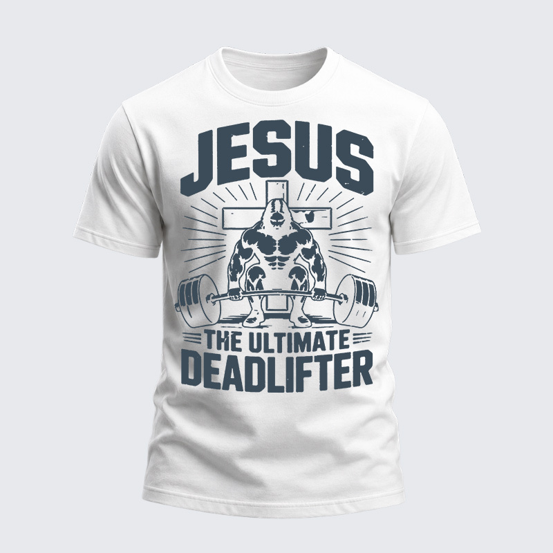 Heavyweight Cotton Tee - Jesus The Ultimate Deadlifter