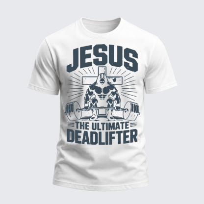 Heavyweight Cotton Tee - Jesus The Ultimate Deadlifter