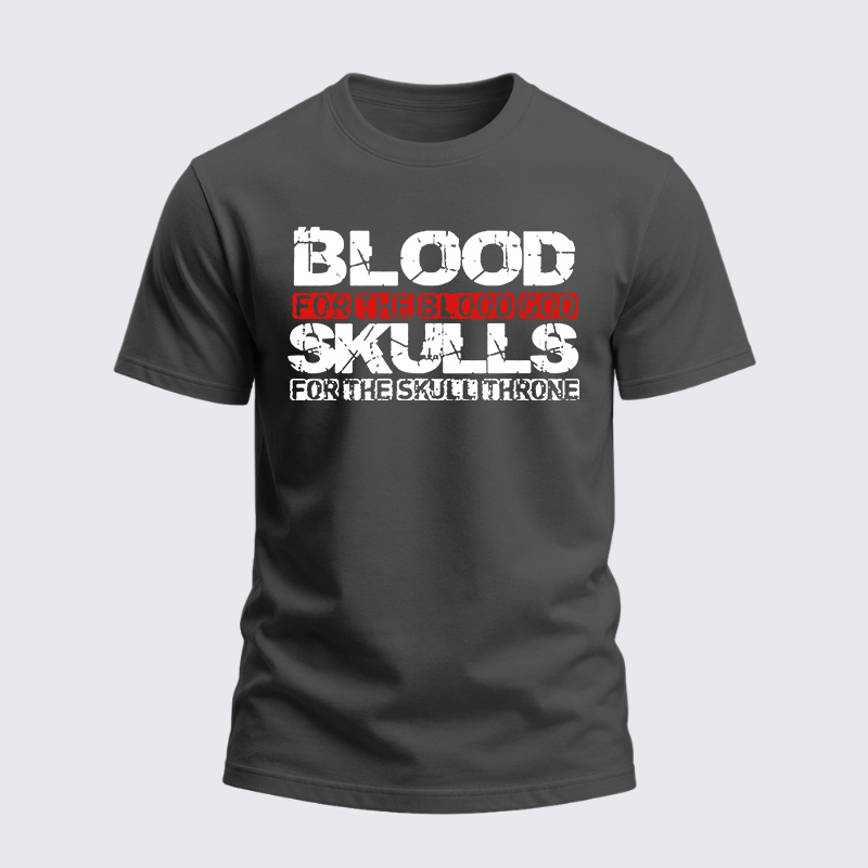 Heavyweight Cotton Tee - Blood For The Blood God Skulls For The Skull Throne