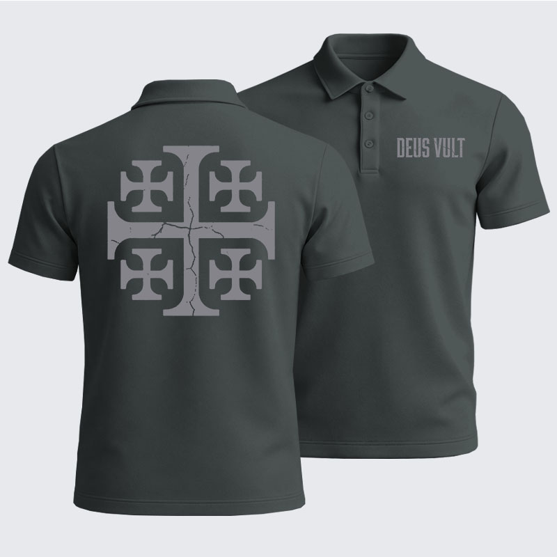 Men’s Premium Cotton Polo Shirt - Deus Vult