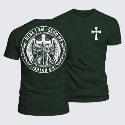 Luxe Mercerized Cotton Tee - Here I Am Send Me Isaiah 6:8 Knight Templar Crusader