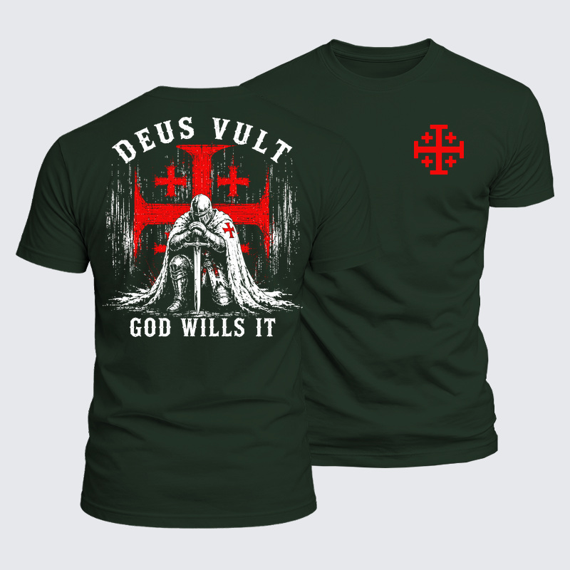Luxe Mercerized Cotton Tee - Knights Templar Deus Vult