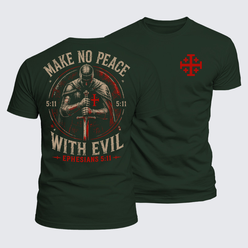 Luxe Mercerized Cotton Tee - Make No Peace with Evil Jerusalem Cross