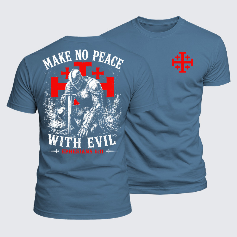 Luxe Mercerized Cotton Tee - Make No Peace with Evil Knight Templar Jerusalem Cross
