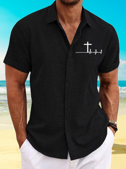 ECG Cross Simple Short Sleeve Shirt