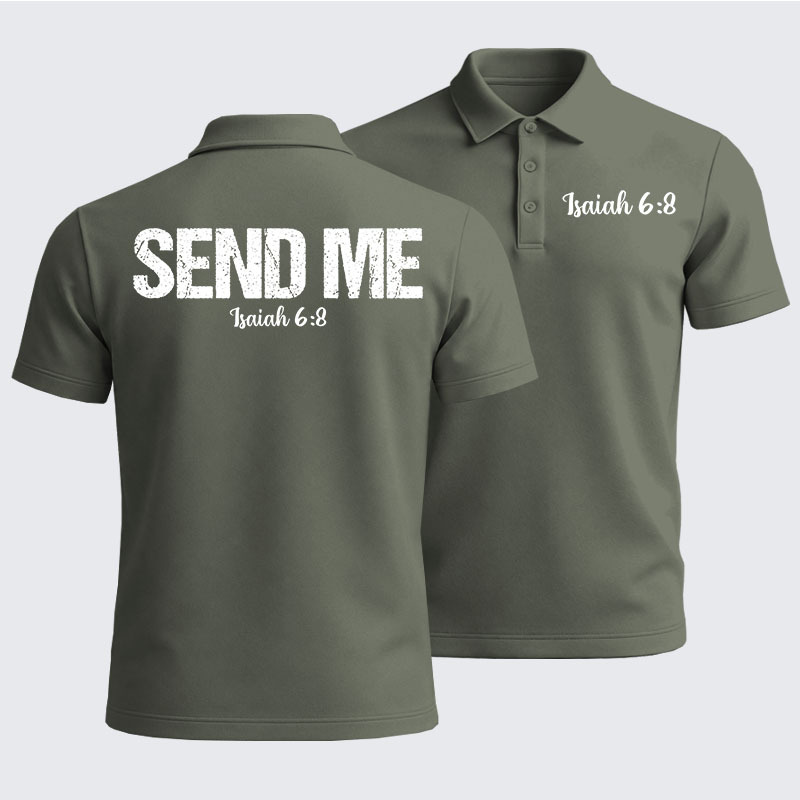 Men’s Premium Cotton Polo Shirt - Isaiah 6:8 - SEND ME