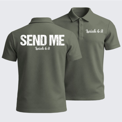 Men’s Premium Cotton Polo Shirt - Isaiah 6:8 - SEND ME