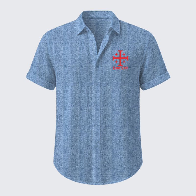 Jerusalem Cross Deus Vult Short Sleeve Shirt