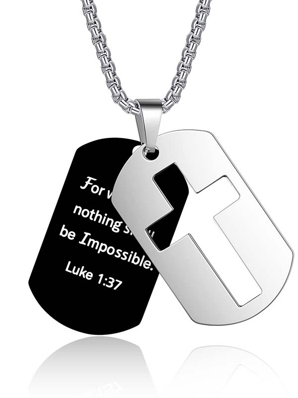 Black Army Card Cutout Cross Pendant Necklace