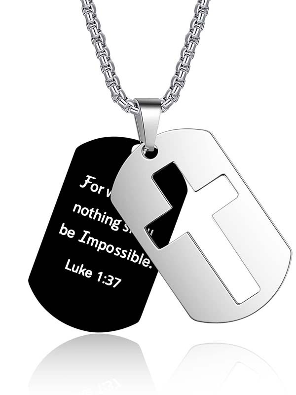 Black Army Card Cutout Cross Pendant Necklace