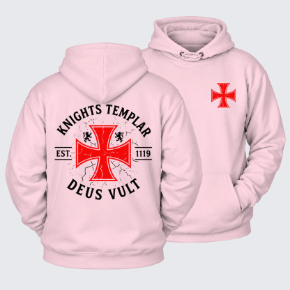 Plush Fleece-Lined Hoodie - Knights Templar Deus Vult