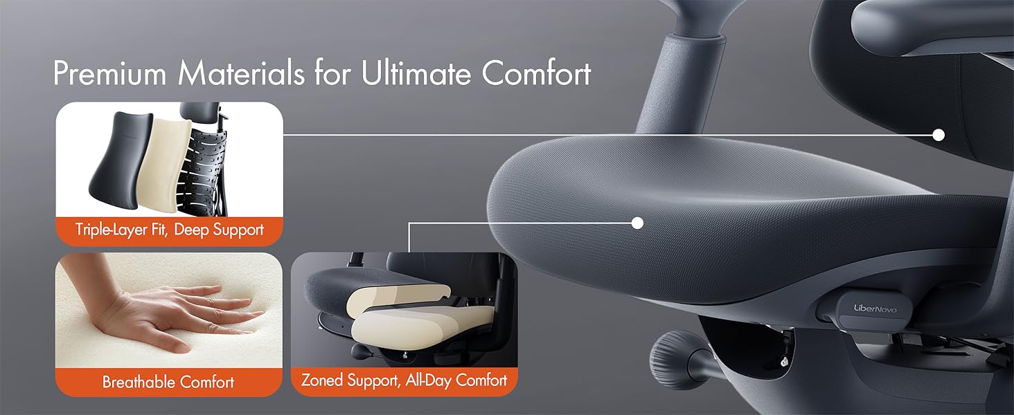 Libernovo Dynamic Ergonomic Office Chair Desk Chair for Home Office Gaming Long Hours Use