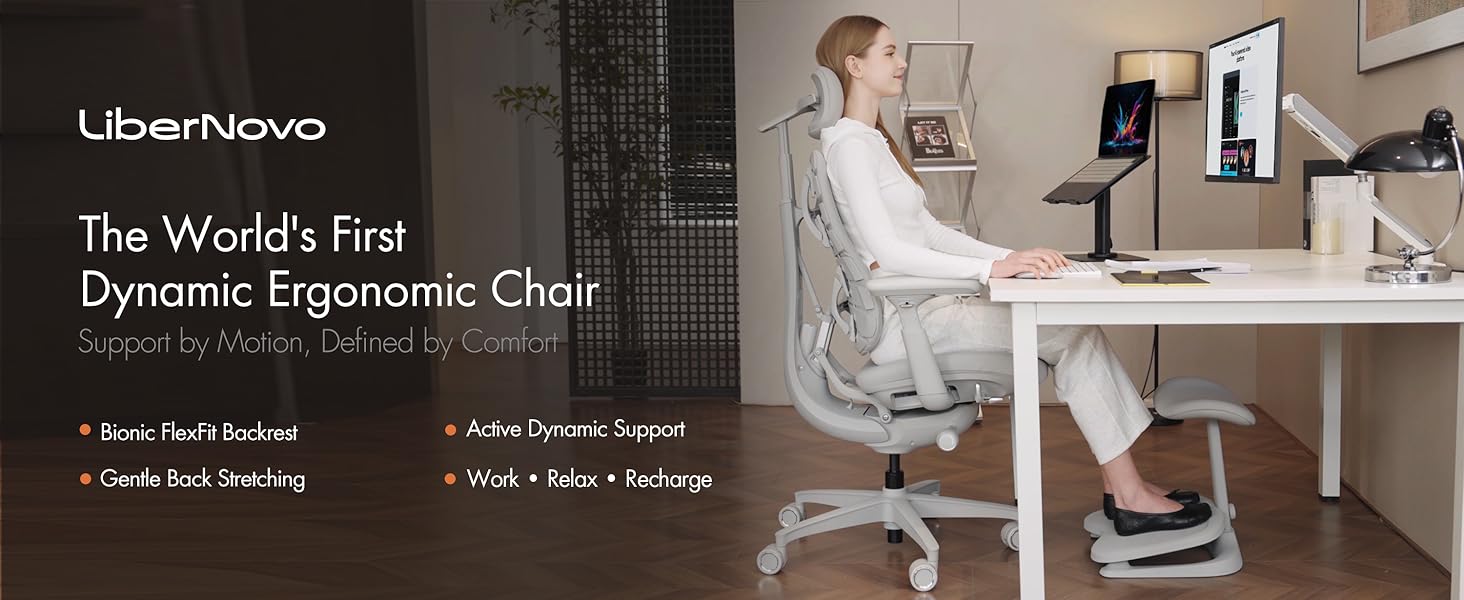 Libernovo Dynamic Ergonomic Office Chair Desk Chair for Home Office Gaming Long Hours Use