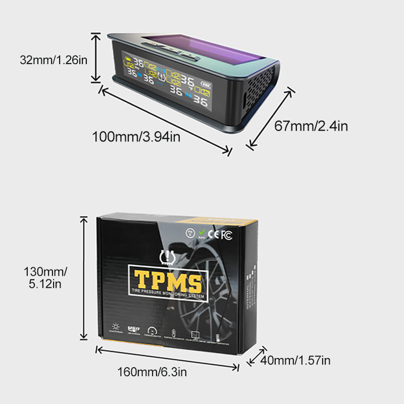 Solar Tire Pressure Monitor System with 6 Sensors