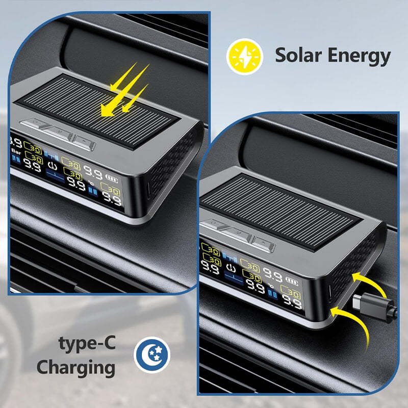 Solar Tire Pressure Monitor System with 6 Sensors