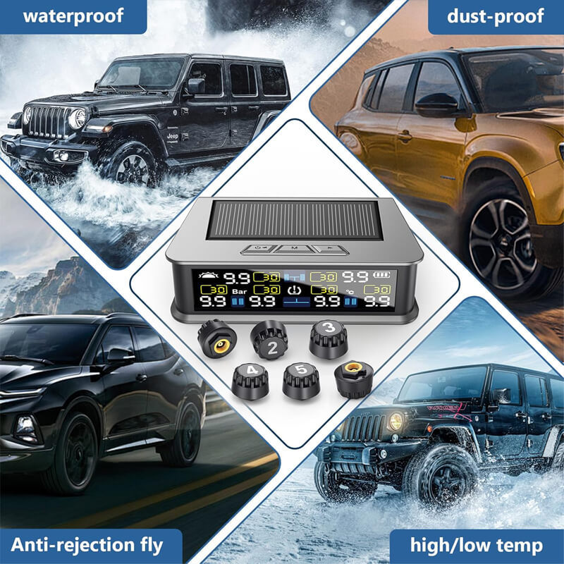 Solar Tire Pressure Monitor System with 6 Sensors