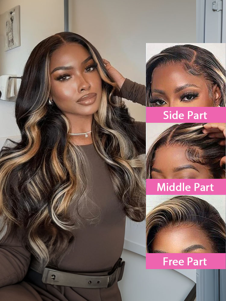 Harper Balayage Highlight Glueless Wigs Silky Straight With Drawstring 13x6  100% Human Hair Wig