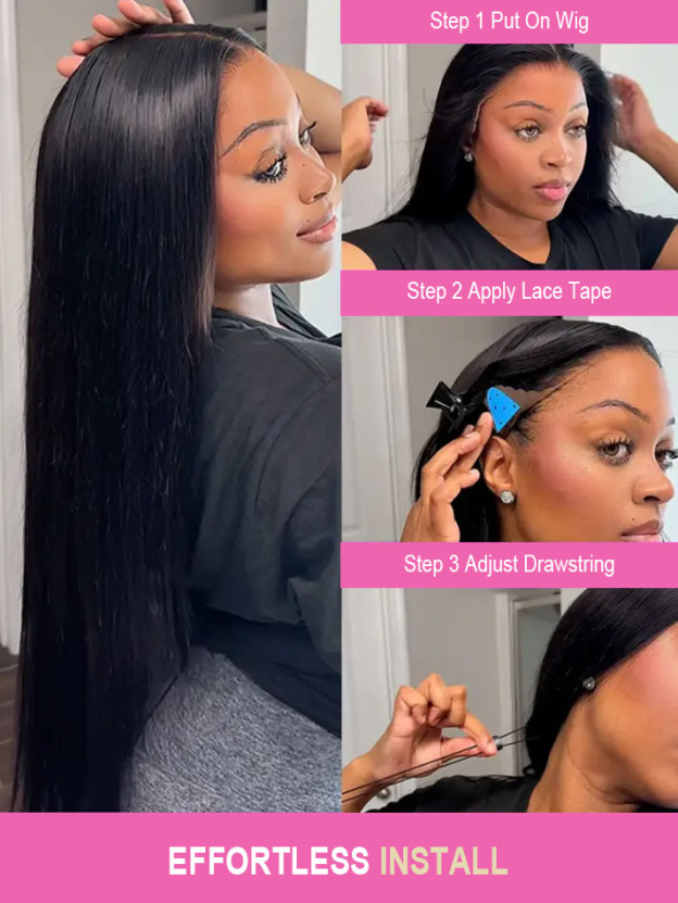 Elena 13x6 Bleached Knots Glueless Straight Lace Front Wigs With Drawstring 250% Density Ready to Wear Wigs Human Hair Pre Plucked