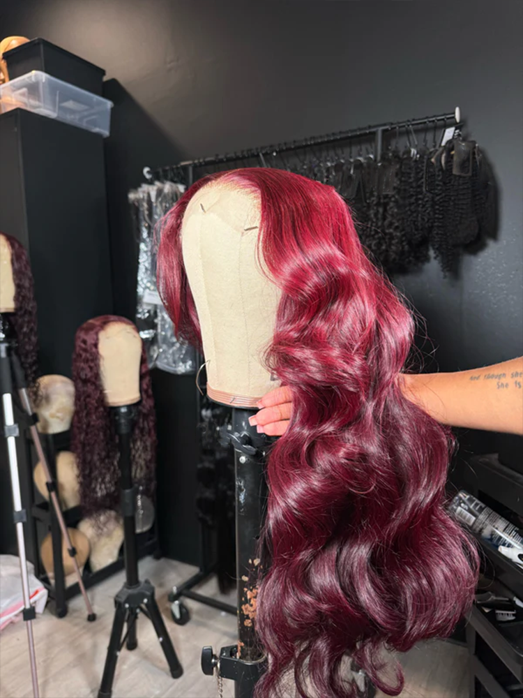 Bella Burgundy Body Wave Luxury Custom Wigs