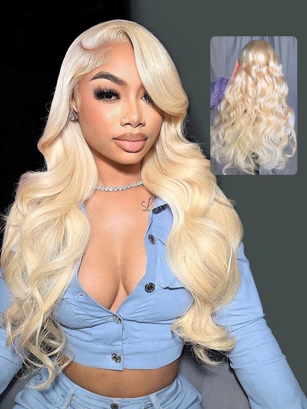 Nova 200% Density 613 Blonde Body Wave Wig Human Hair 13x6 Transparent Lace Front Wigs Glueless Wigs
