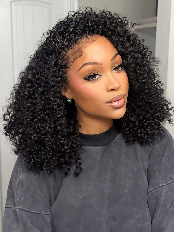 Amara 3 IN 1 Kinky Curly Half Wig Glueless Wig Beginner Friendly with Draw-strings Flip Over Wigs