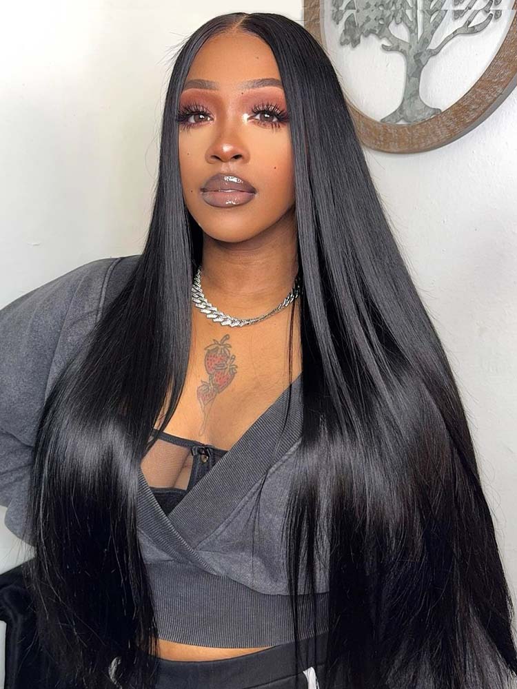 Liv 5x5 Straight Ready to Go Glueless Human Hair Wigs Pre Bleached Lace Closure Wig with Drawstring