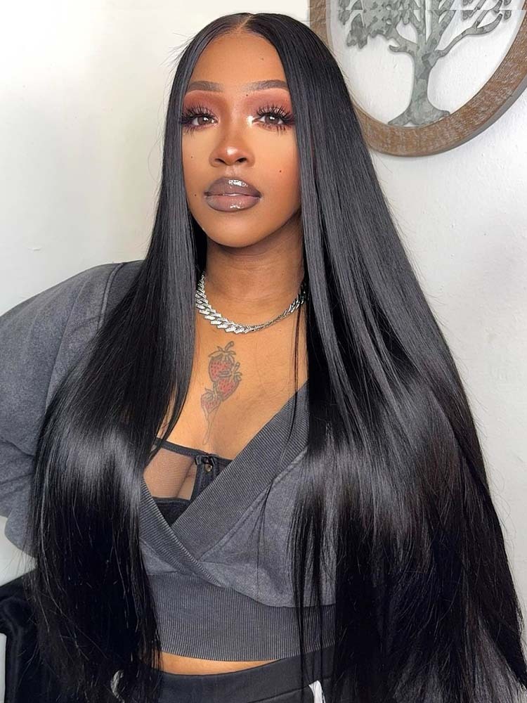 Liv 5x5 Straight Ready to Go Glueless Human Hair Wigs Pre Bleached Lace Closure Wig with Drawstring