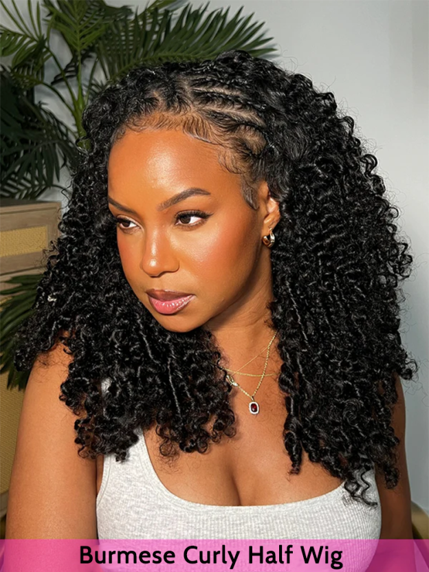 Sienna Burmese Curly Half Wig Glueless Wig Beginner Friendly