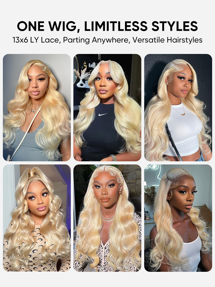 Nova 200% Density 613 Blonde Body Wave Wig Human Hair 13x6 Transparent Lace Front Wigs Glueless Wigs