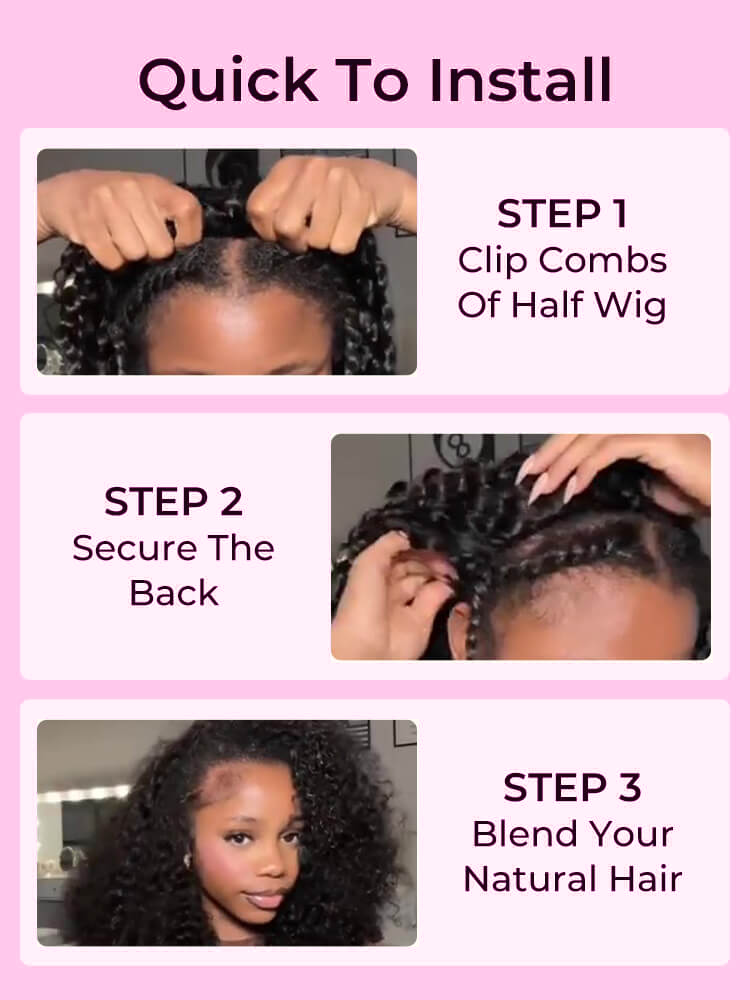 Sienna Burmese Curly Half Wig Glueless Wig Beginner Friendly