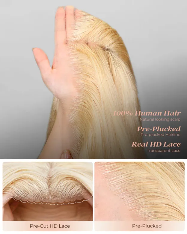 Nova 200% Density 613 Blonde Body Wave Wig Human Hair 13x6 Transparent Lace Front Wigs Glueless Wigs