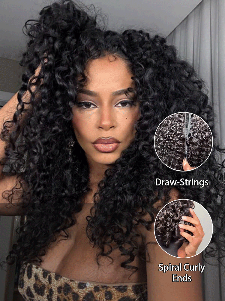 Harlow 13x6 Bleached Knots Glueless Burmese Curly Wig With Drawstring 250% Density Ready to Wear Wigs Human Hair Pre Plucked 13x4 Lace Front Wig-wigflash