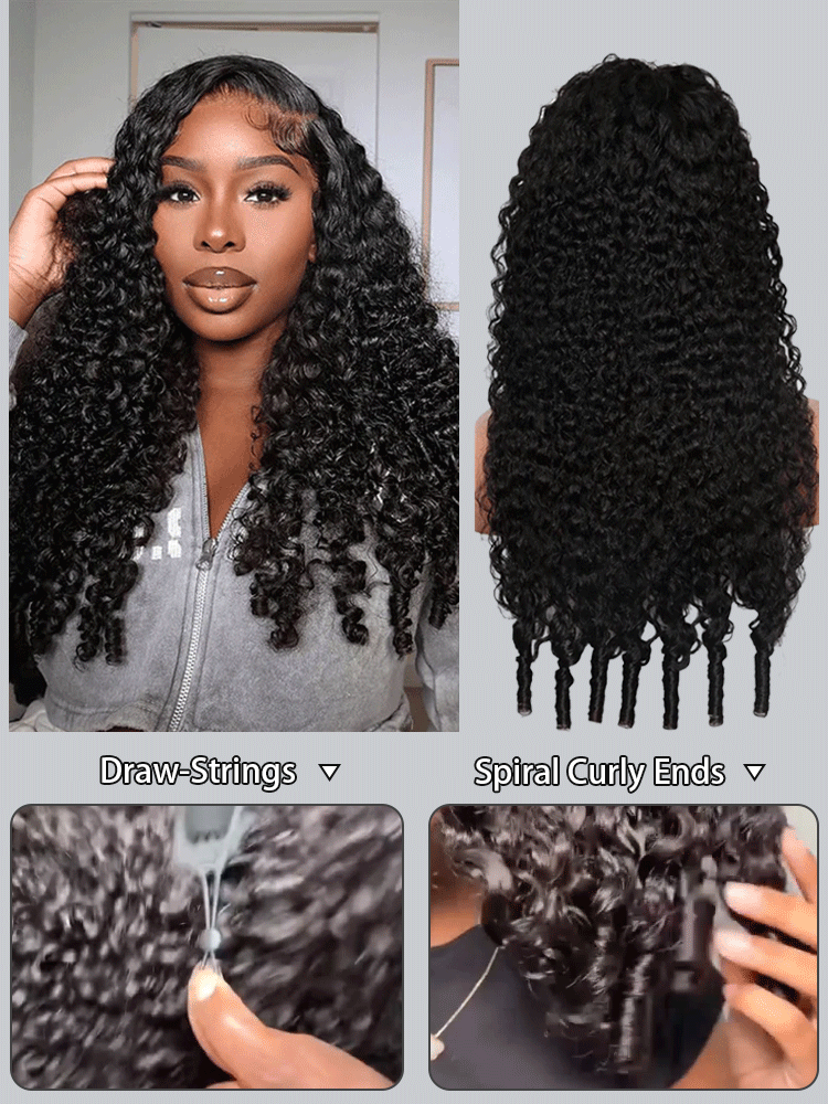 Harlow 13x6 Bleached Knots Glueless Burmese Curly Wig With Drawstring 250% Density Ready to Wear Wigs Human Hair Pre Plucked 13x4 Lace Front Wig-wigflash
