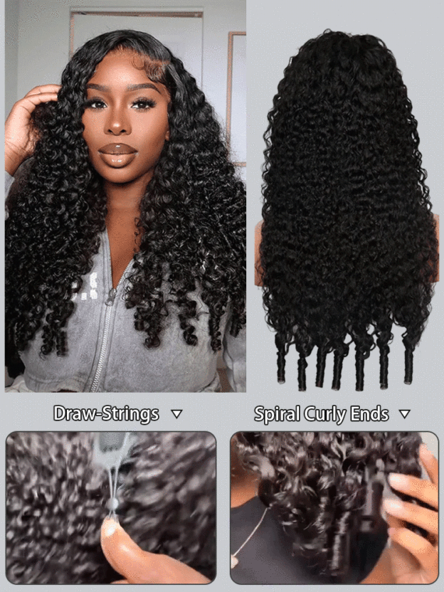 Harlow 13x6 Bleached Knots Glueless Burmese Curly Wig With Drawstring 250% Density Ready to Wear Wigs Human Hair Pre Plucked 13x4 Lace Front Wig-wigflash