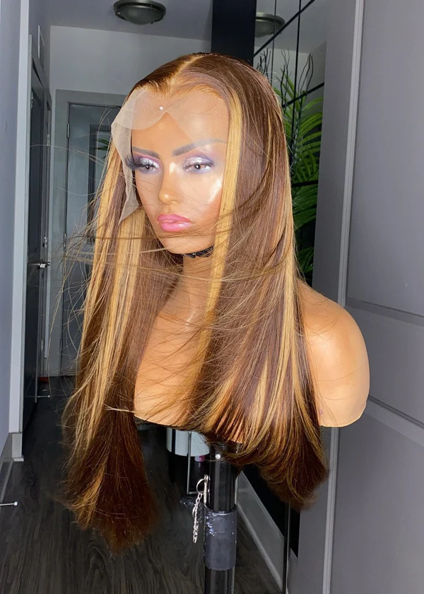 Hazel Highlight Straight Luxury Custom Wigs