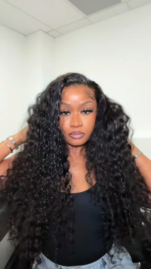 Kinsley Bleached Knots Glueless Water Wave 13x6 Lace Front Human Hair Wigs With Drawstring Pre Plucked