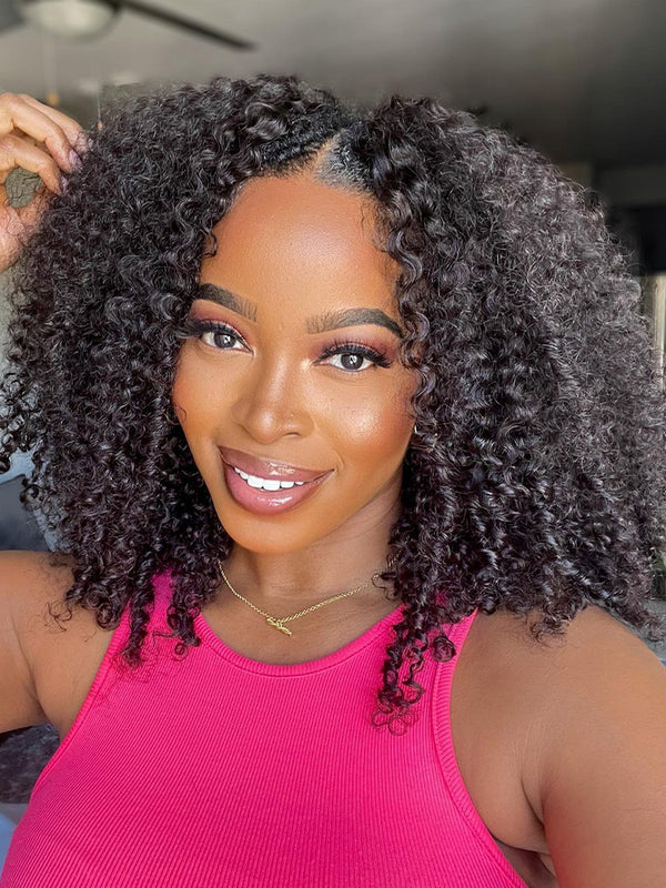 Amara 3 IN 1 Kinky Curly Half Wig Glueless Wig Beginner Friendly with Draw-strings Flip Over Wigs