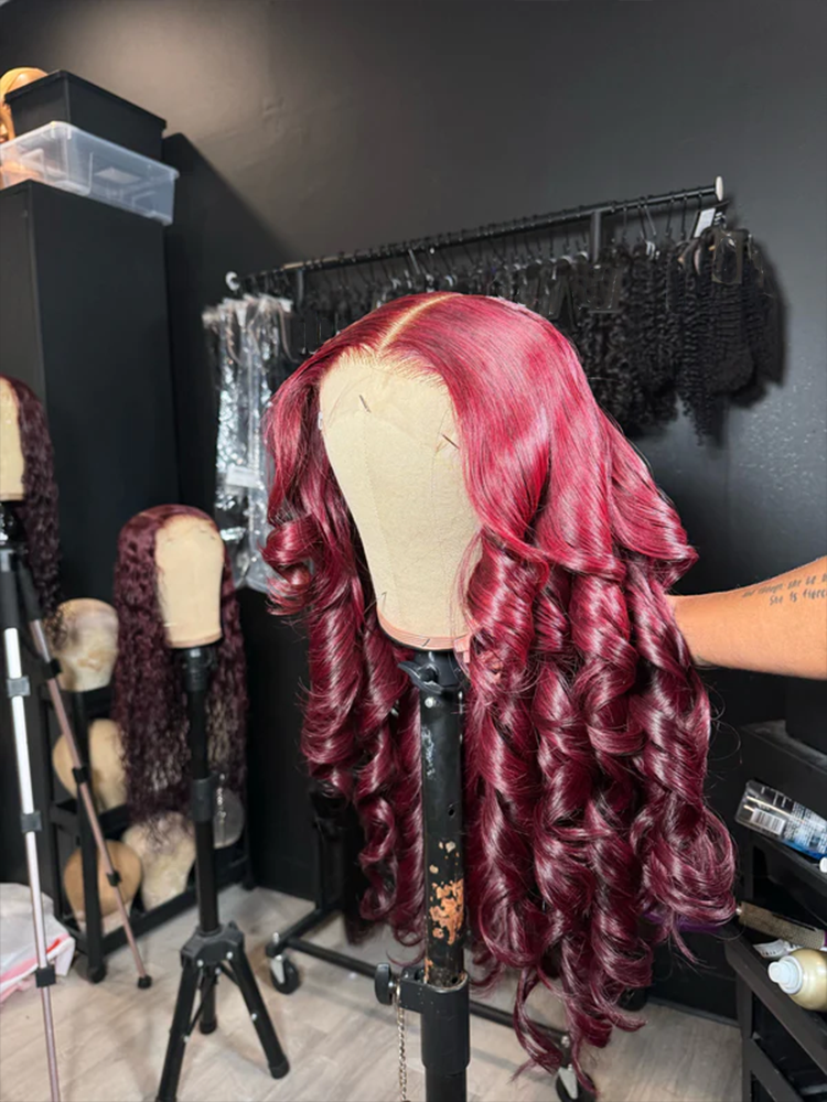 Bella Burgundy Body Wave Luxury Custom Wigs